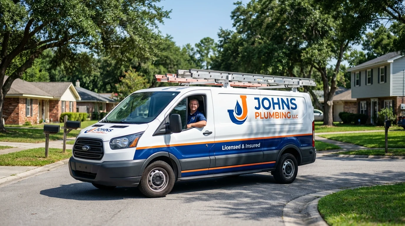 Johns Plumbing LLC service van in Woodbury Heights, NJ
