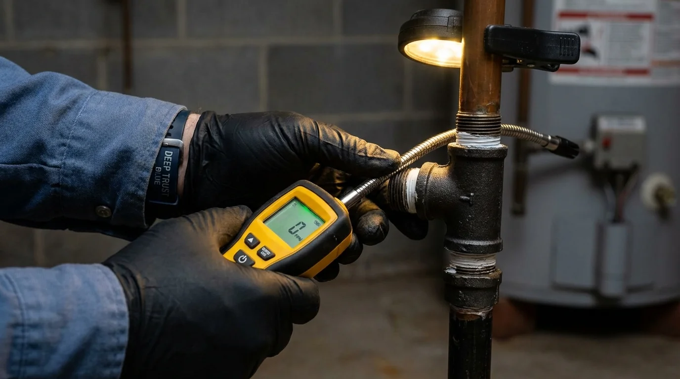 Gas leak detection with electronic sniffer by Johns Plumbing LLC in Woodbury Heights